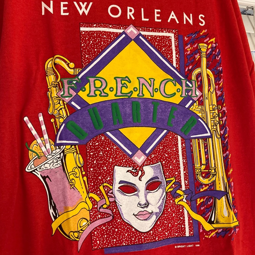 Vintage 80s Mardi Gras New Orleans French Quarter Single Stitch Stedman Tee NOS - Picture 4 of 8